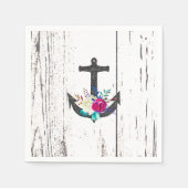 Serviette En Papier Rustic Beach Anchor & Bold Floral Summer Nautical (Devant)