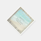 Serviette En Papier Rustic Beach Bois Chaîne Lumières Vagues Mariage (Coin)