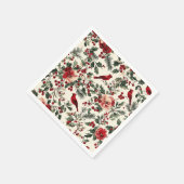 Serviette En Papier Rustic Bird et Poinsettia Motif de Noël (14) (Coin)