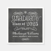 Serviette En Papier Rustic Black Chalkboard Custom 2025 Nom du diplômé (Devant)