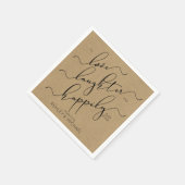 Serviette En Papier Rustic Black Kraft Heureux Jamais après Fiançaille (Coin)