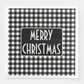 Serviette En Papier Rustic Black & White Buffalo Plaid Merry Christmas (Devant)