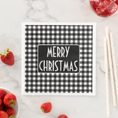 Serviette En Papier Rustic Black & White Buffalo Plaid Merry Christmas (En situation)