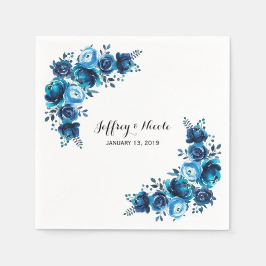 Serviette En Papier Rustic Blue Floral Country Barne Mariage (Devant)