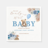 Serviette En Papier Rustic Blue Teddy Bear Baby Shower Florals Balloon (Devant)