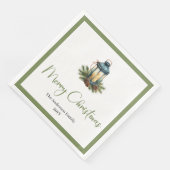 Serviette En Papier Rustic Bohemian Christmas Lantern in Watercolor  (Coin)