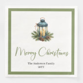 Serviette En Papier Rustic Bohemian Christmas Lantern in Watercolor  (Devant)