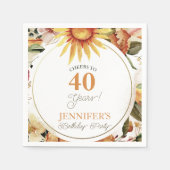 Serviette En Papier Rustic Boho Autumn Sunflower 40e fête d'anniversai (Devant)