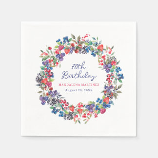 Serviette En Papier Rustic Boho Berry Été Custom 70e Anniversaire