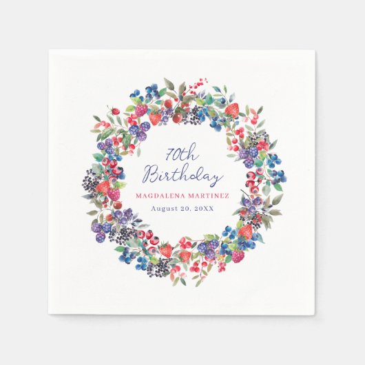 Serviette En Papier Rustic Boho Berry Été Custom 70e Anniversaire (Devant)