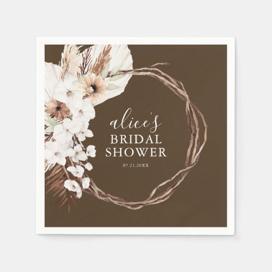 Serviette En Papier Rustic Boho Botanical Bridal Shower (Devant)