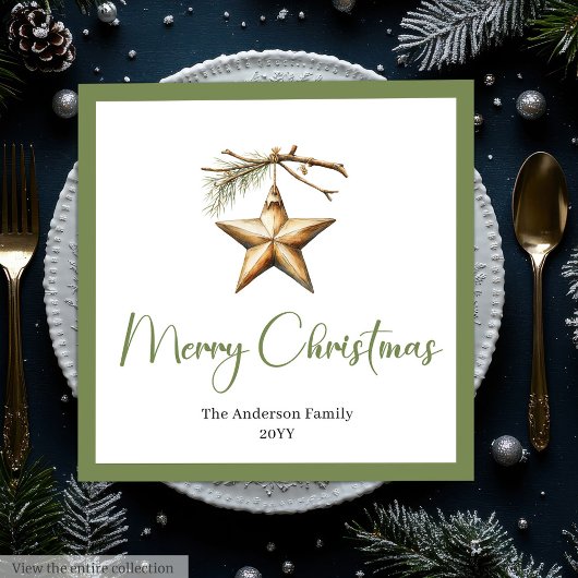 Serviette En Papier Rustic Boho Christmas Scene Watercolor Dinner 