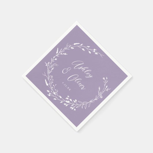 Serviette En Papier Rustic Boho Lavender Fleur sauvage Mariage botaniq (Coin)