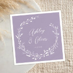 Serviette En Papier Rustic Boho Lavender Fleur sauvage Mariage botaniq<br><div class="desc">Cette élégante serviette en papier de mariage présente un bel arrière - plan lavande violet avec une couronne fleur sauvage dessinée à la main et une élégante typographie en blanc. C'est un design parfait pour un mariage rustique mais élégant et coordonne avec notre collection Rustic Fleur sauvage... Voir la collection...</div>