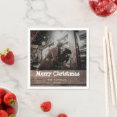 Serviette En Papier Rustic Bois Photo Fête de Noël (En situation)