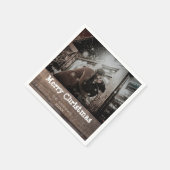 Serviette En Papier Rustic Bois Photo Fête de Noël (Coin)