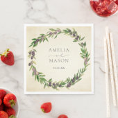 Serviette En Papier Rustic Botanical Olive Wreath Wedding Napkins (En situation)