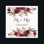 Serviette En Papier Rustic Bourgogne Chic Floral M. et Mme Mariage<br><div class="desc">Style bohème M. et Mme Mariage Napkin avec l'aquarelle illustration de bordeaux,  marsala,  pivoines rouges et roses et roses avec accent plumes. C'est parfait pour l'automne | événements d'automne et d'hiver. Des articles correspondants sont également disponibles.</div>