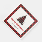 Serviette En Papier Rustic Buffalo Christmas Tree Napkin Editable (Coin)