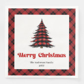 Serviette En Papier Rustic Buffalo Christmas Tree Napkin Editable (Devant)
