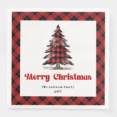 Serviette En Papier Rustic Buffalo Christmas Tree Napkin Personalized (Devant)