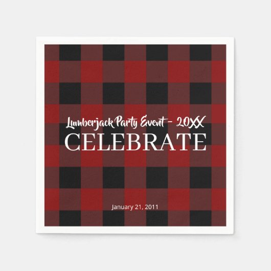 Serviette En Papier Rustic Buffalo Plaid Customisé Celebrate Event (Devant)