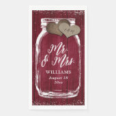 Serviette En Papier Rustic Burgundy Mason Jar Wood Mr & Mrs Mariage (Devant)