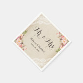 Serviette En Papier Rustic Burlap Lace Floral M. et Mme Mariage (Coin)