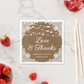 Serviette En Papier Rustic Burlap Lace Love and Thanks Mariage (En situation)