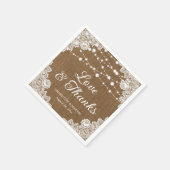 Serviette En Papier Rustic Burlap Lace Love and Thanks Mariage (Coin)