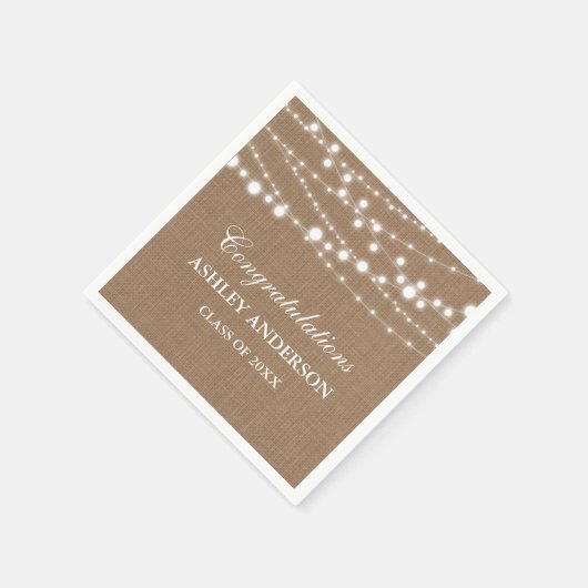 Serviette En Papier Rustic Burlap Lights Graduation Party (Coin)