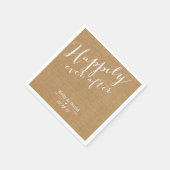 Serviette En Papier Rustic Burlap Script Heureux Jamais Après Mariage (Coin)