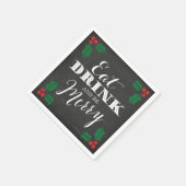 Serviette En Papier Rustic Chalkboard Manger Boire et être joyeux (Coin)