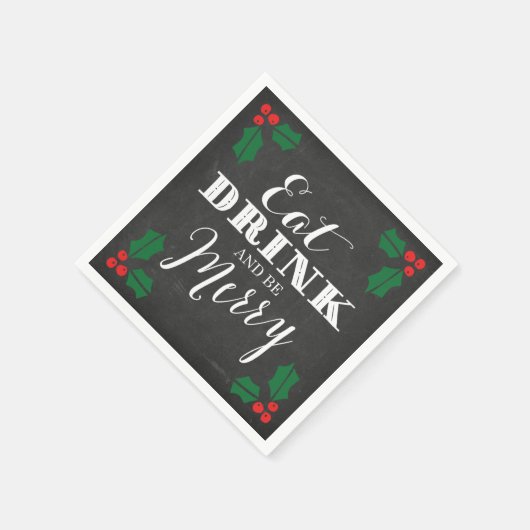 Serviette En Papier Rustic Chalkboard Manger Boire et être joyeux (Coin)