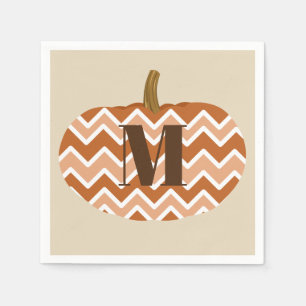 Serviette En Papier Rustic Chevrons Citrouille   Personnalisé