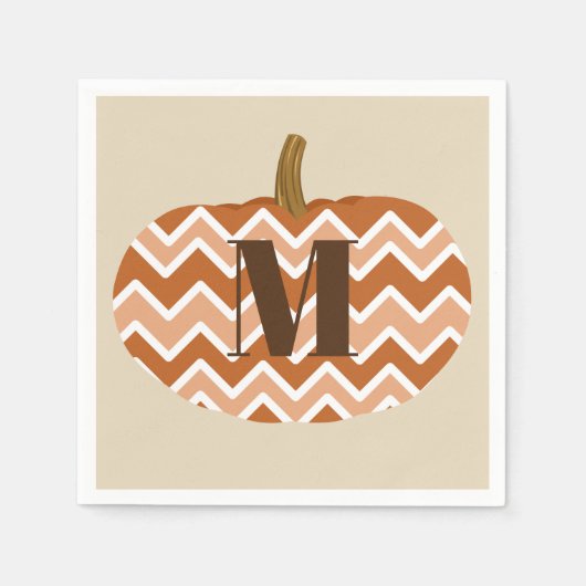 Serviette En Papier Rustic Chevrons Citrouille | Personnalisé (Devant)