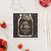 Serviette En Papier Rustic Chic Barn Wood Mason Jar Mr & Mrs Mariage (En situation)