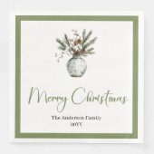 Serviette En Papier Rustic Chic Bohemian Christmas Bouquet Watercolor  (Devant)