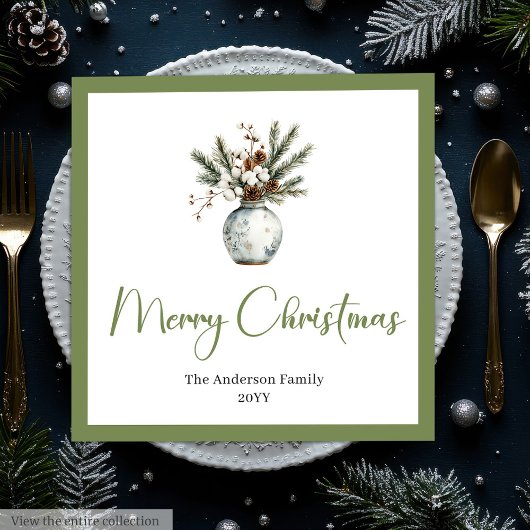 Serviette En Papier Rustic Chic Bohemian Christmas Bouquet Watercolor 