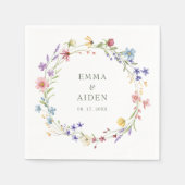 Serviette En Papier Rustic Chic Fleur sauvage Wreath Garden Mariage (Devant)