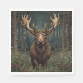Serviette En Papier Rustic Christmas moose deer boho woodland forest  (Devant)