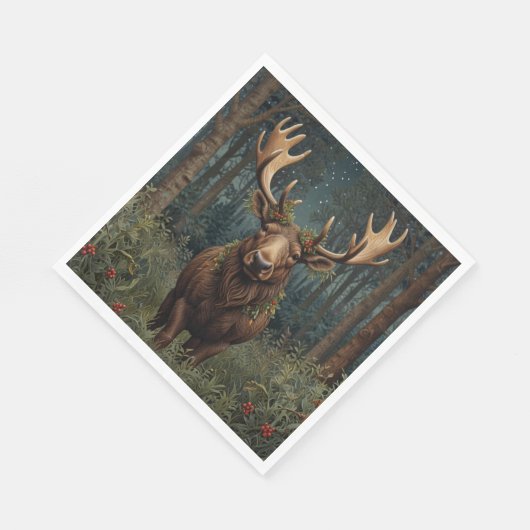 Serviette En Papier Rustic Christmas moose deer boho woodland forest  (Coin)