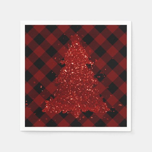 Serviette En Papier Rustic Christmas Tree Buffalo Plaid Modern Checker (Devant)