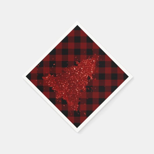 Serviette En Papier Rustic Christmas Tree Buffalo Plaid Modern Checker (Coin)