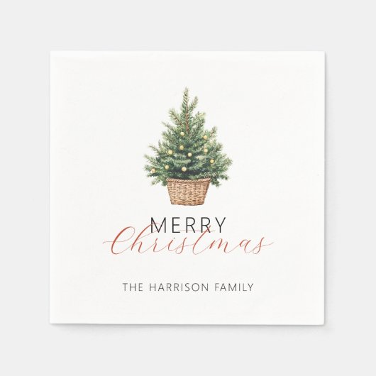 Serviette En Papier Rustic Christmas Tree In Basket (Devant)