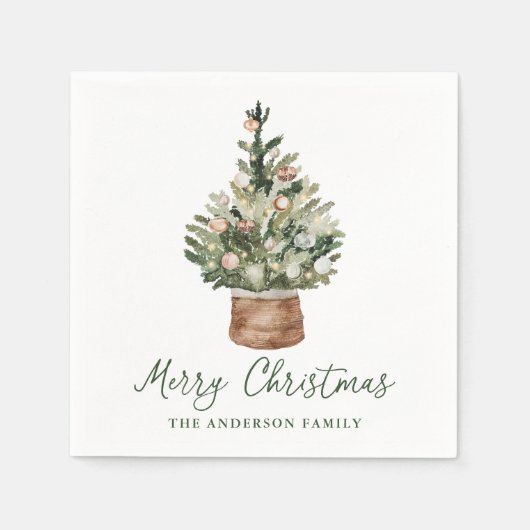 Serviette En Papier Rustic Christmas Tree Ornaments Neutral Holiday (Devant)