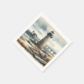 Serviette En Papier Rustic Coastal Lighthouse Plage de bord de mer Mar (Coin)