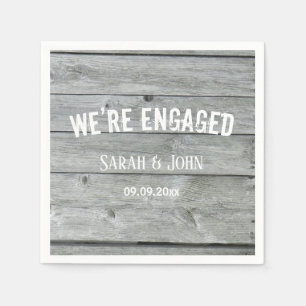 Serviette En Papier Rustic Country Barn Nous sommes engagés Grey Party