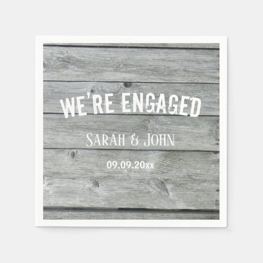 Serviette En Papier Rustic Country Barn Nous sommes engagés Grey Party (Devant)