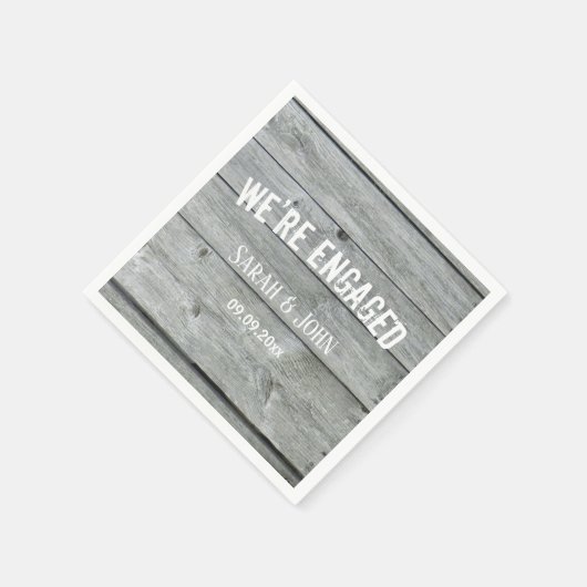 Serviette En Papier Rustic Country Barn Nous sommes engagés Grey Party (Coin)